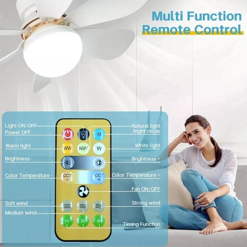 40W LED Ceiling Fan Remote Control volt 85v/265v Standard Socket Three Lighting Modes Six Fan Blades Three Mode Speeds